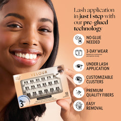 Velour-Xtensions natural lash blend closeup shows seamless lash line.