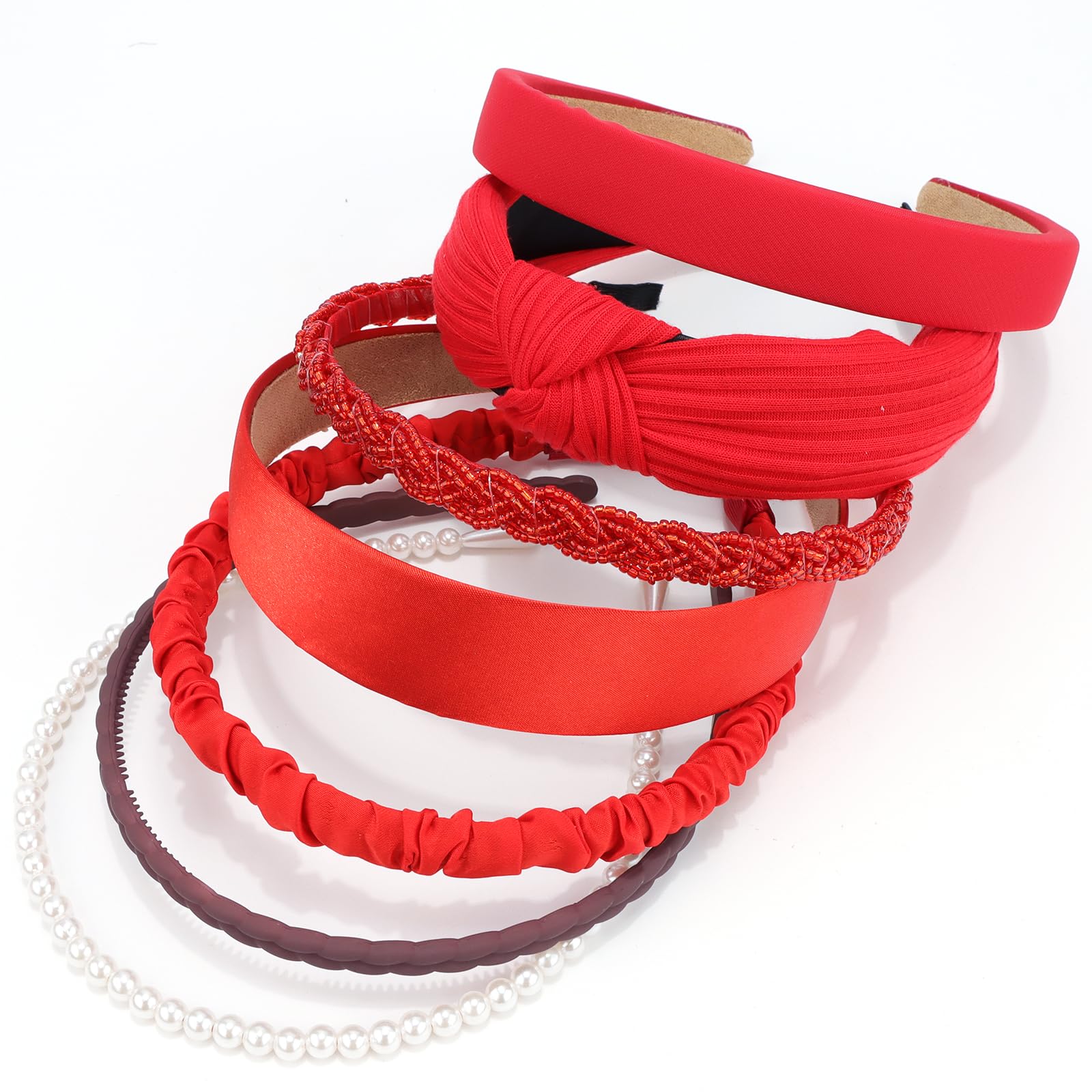 Nudo rojo VELSCRUN con perlas, accesorio chic para diario y ocasiones.