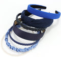 VELSCRUN Headbands for Women – 7-Piece Navy Blue Knotted Pearl Non-Slip Hair Bands