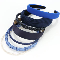VELSCRUN knotted pearl navy headband set for versatile daily looks.