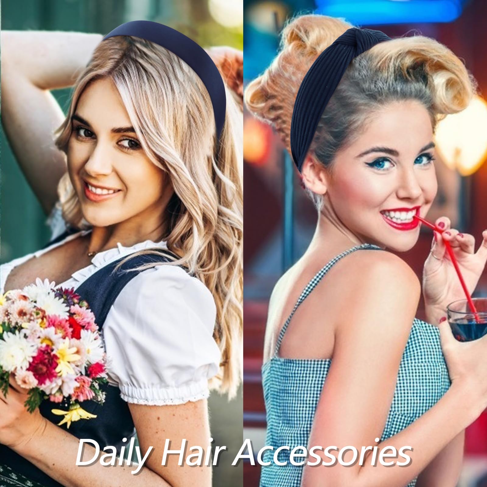 VELSCRUN soft fabric navy headband provides comfortable wear all day.