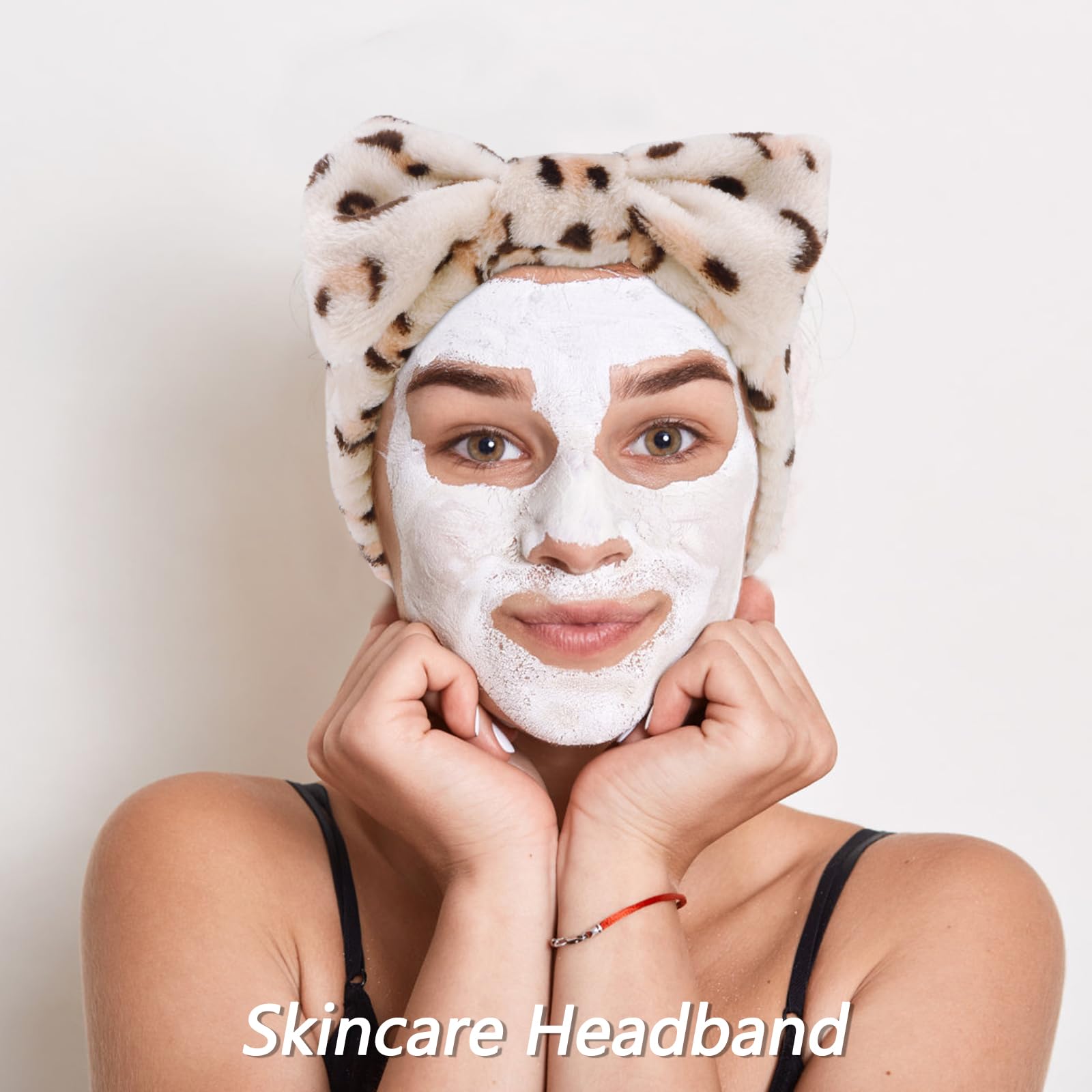 VELSCRUN leopard makeup headband ideal for applying masks and makeup