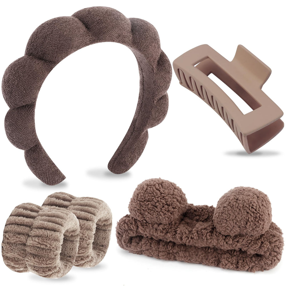 VELSCRUN banda de cabeza de spa con lazo, mantiene el cabello recogido para limpieza facial.