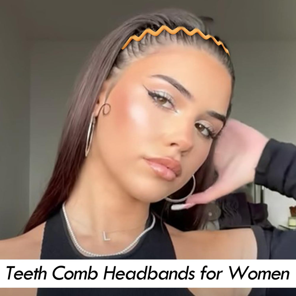 VELSCRUN Zig Zag Claw Comb Headband in brown with comfortable non-slip grip