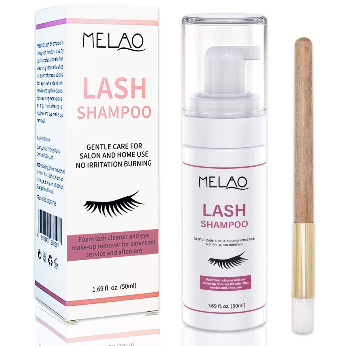 Vemofoper eyelash extension cleanser bottle front with foaming formula