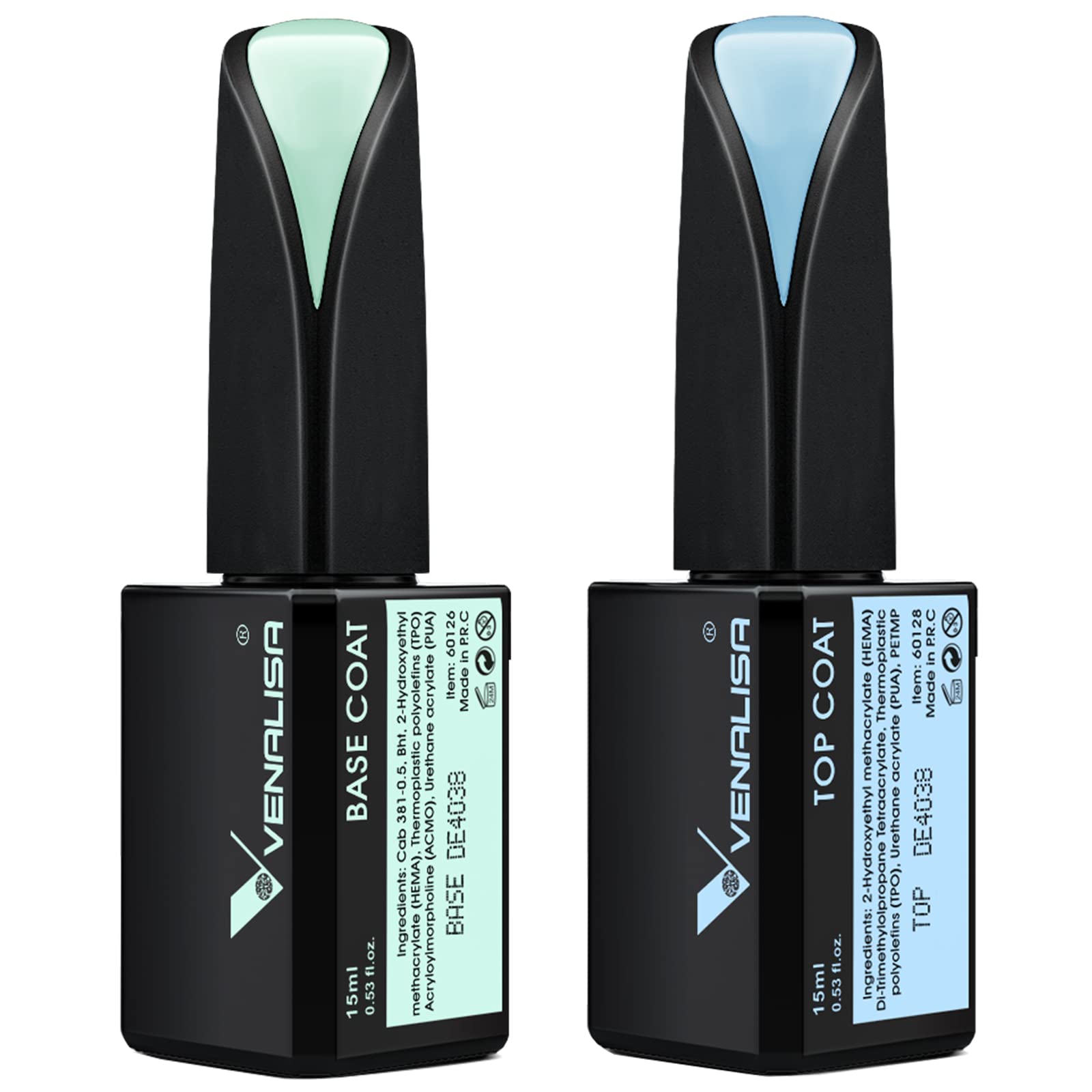 VENALISA: botellas base y top de 15ml para acabado duradero.