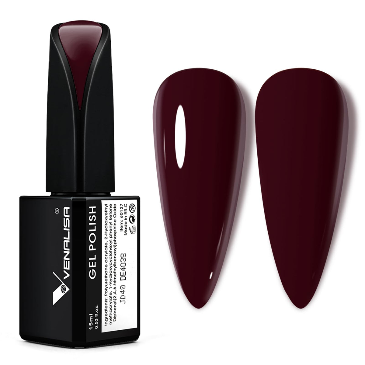 VENALISA dark burgundy gel polish bottle shows rich color for bold nails.