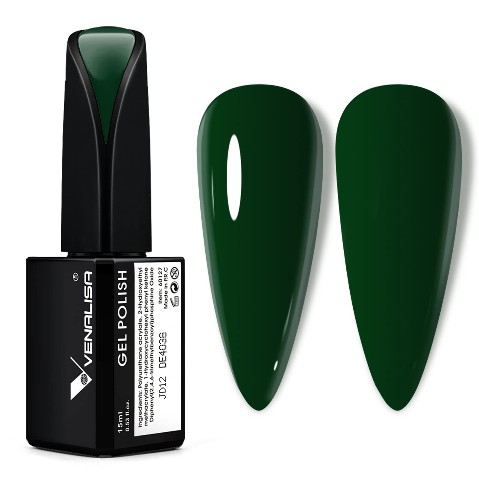 VENALISA emerald green gel nail polish bottle delivering vibrant color for at-home salon results.