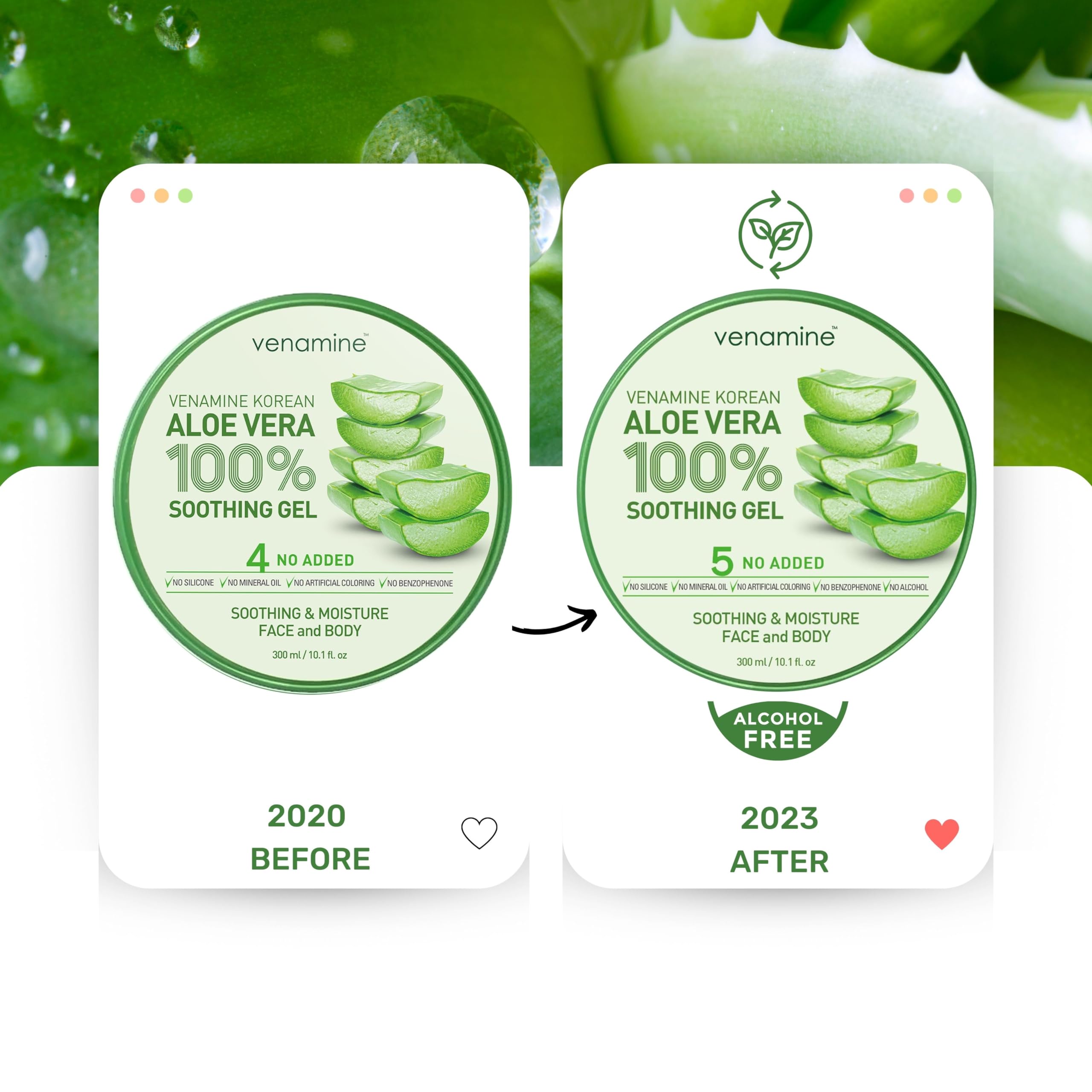 Venamine Aloe Vera Gel, aplicación en el cuerpo para hidratación ligera.