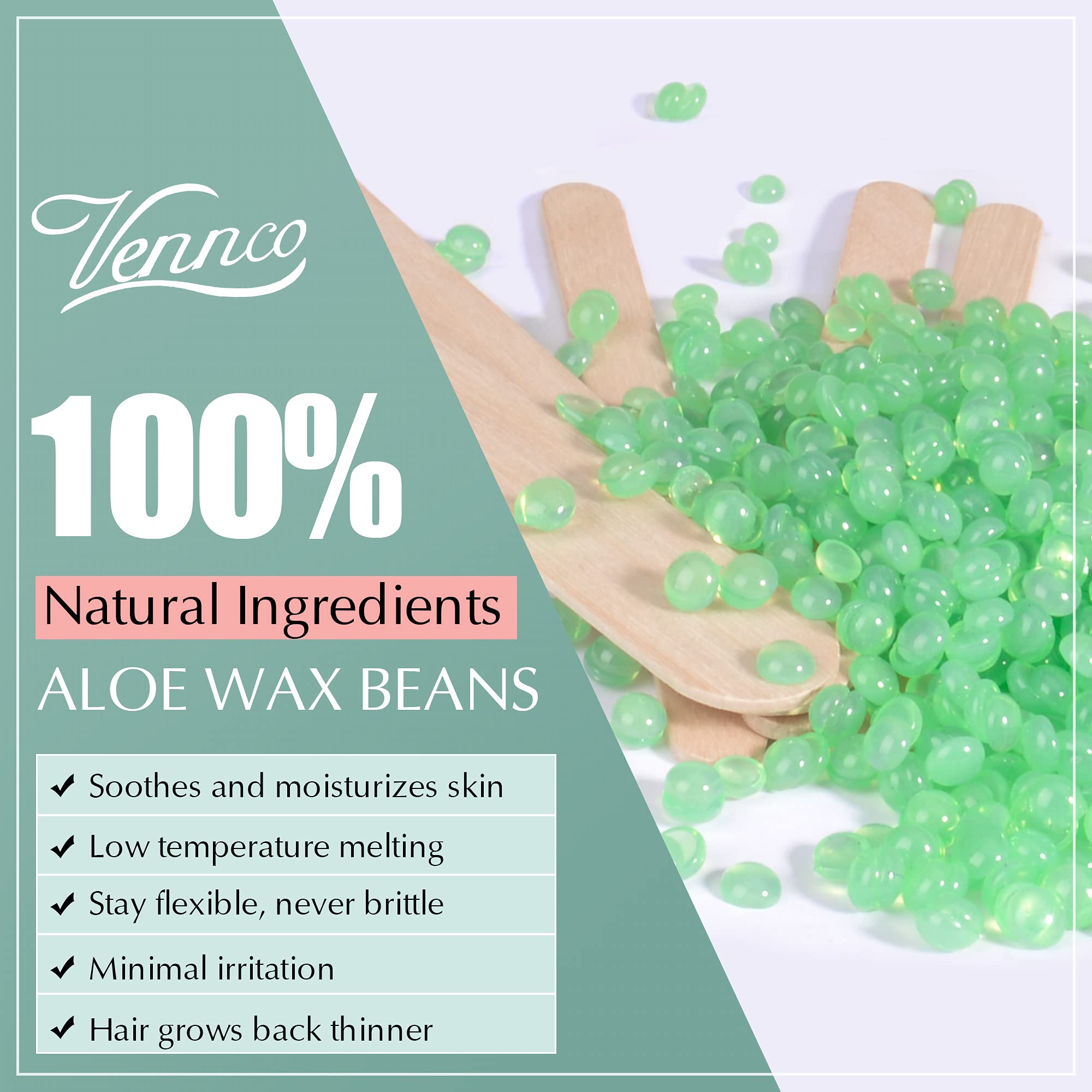 Vennco cruelty-free wax beads reflect an eco-friendly beauty choice.