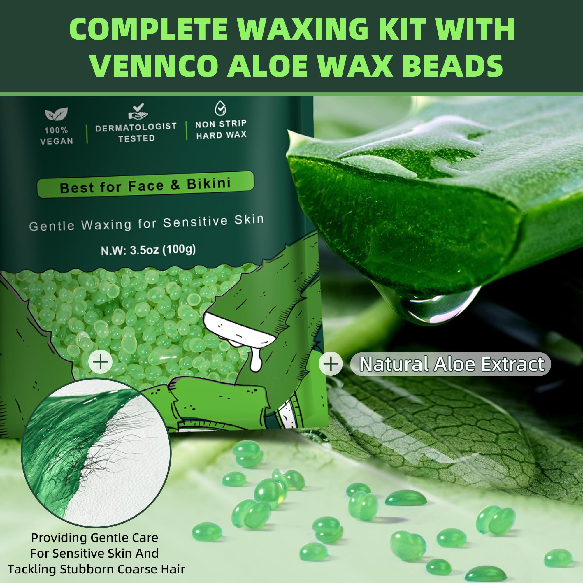 VENNCO Pre/After Aloe Wax Oil protects skin during waxing