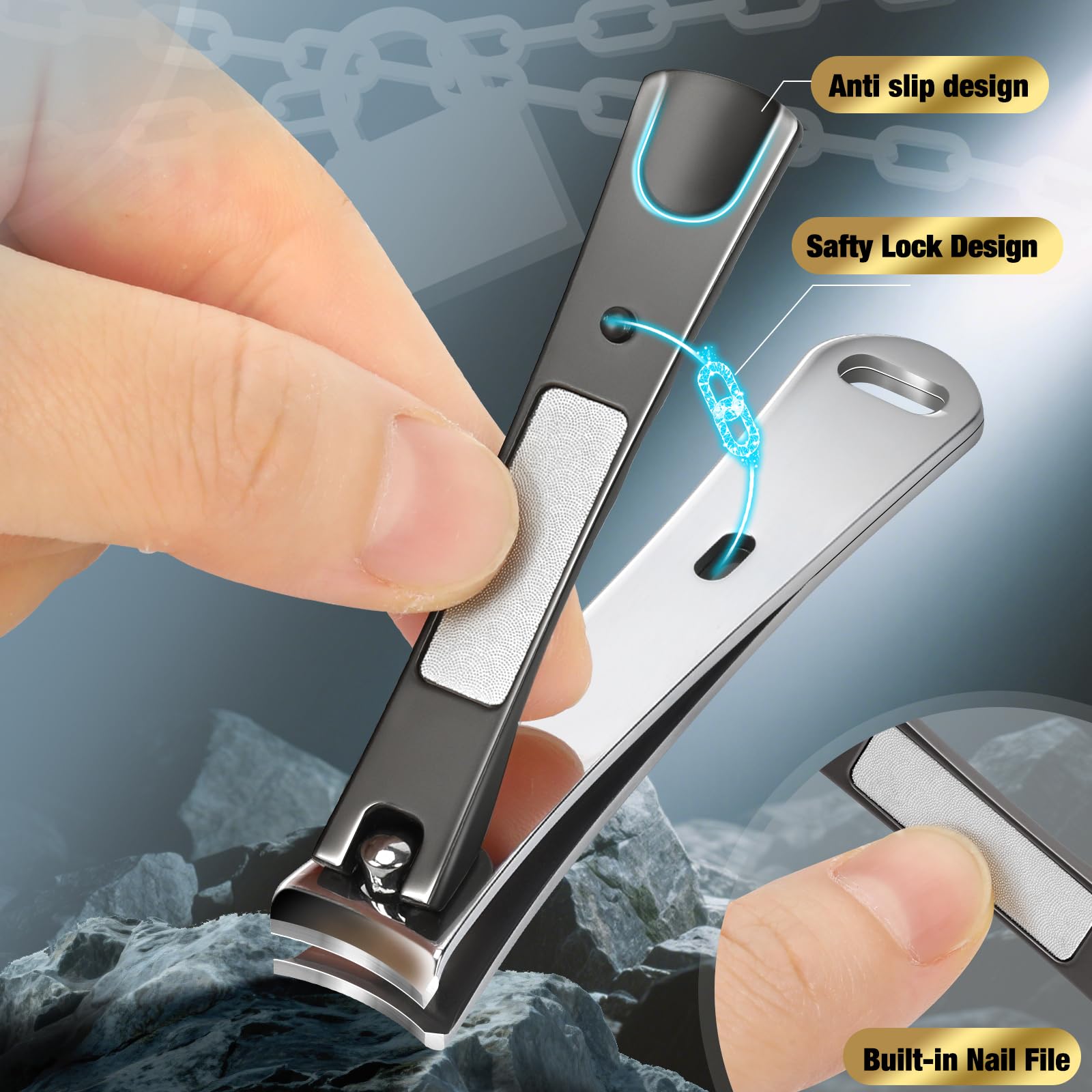 Vepkuso standard fingernail clippers with integrated file for quick touch-ups.