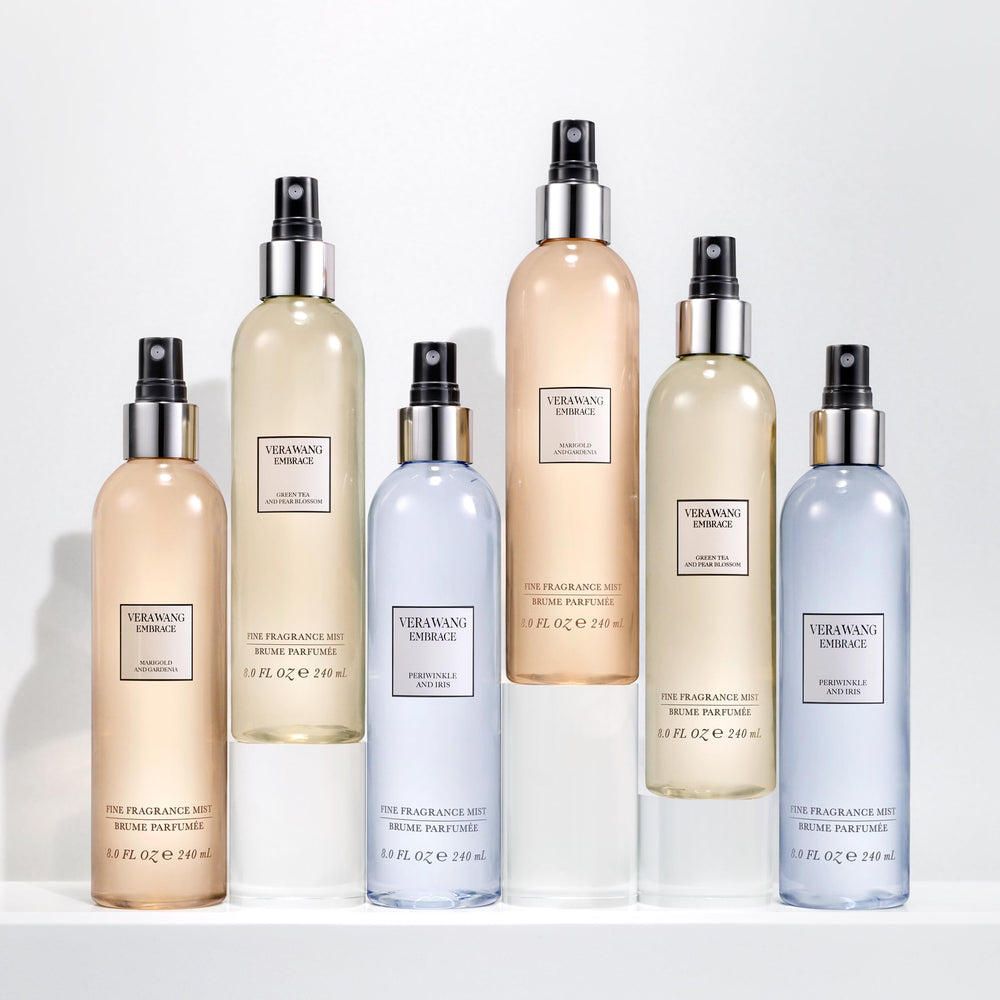 Vera Wang Embrace garden scene evokes pear blossom and green tea mood.