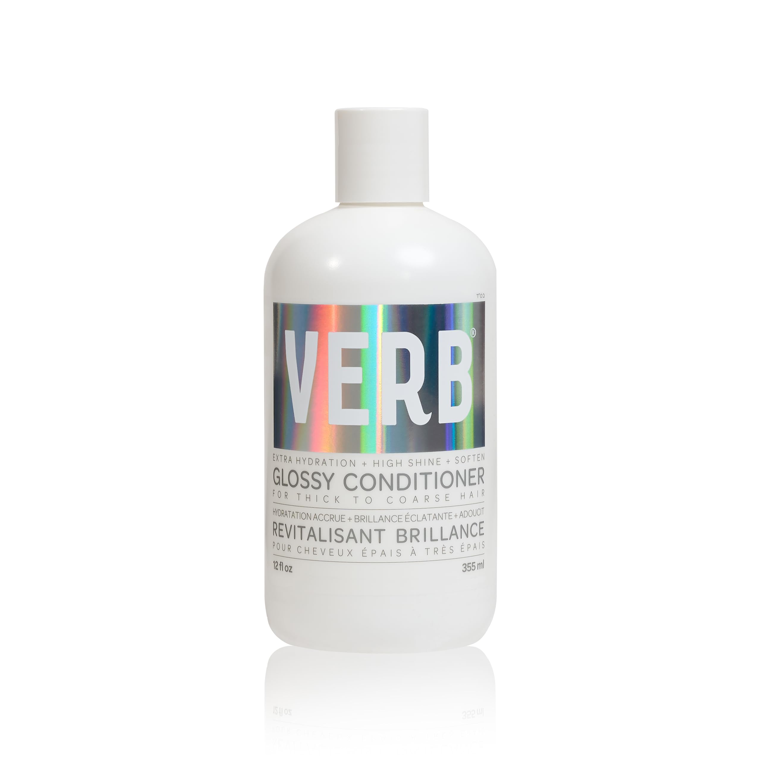 Acondicionador VERB Brillante en botella, aporta suavidad y brillo al cabello.