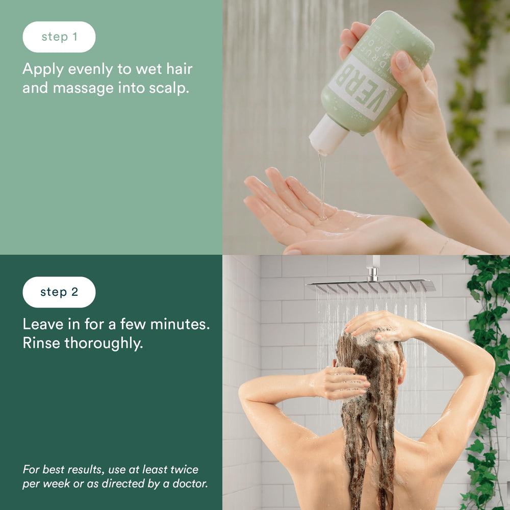 VERB Champú Anticaspa: fragancia de eucalipto fresca durante la ducha.