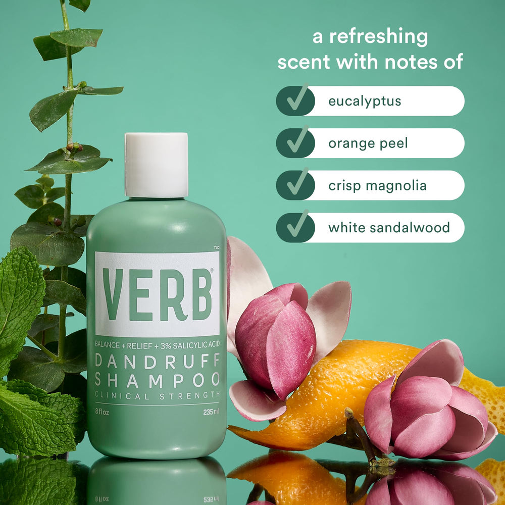 VERB Champú Anticaspa: ingredientes clave en ácido salicílico y cuidado.