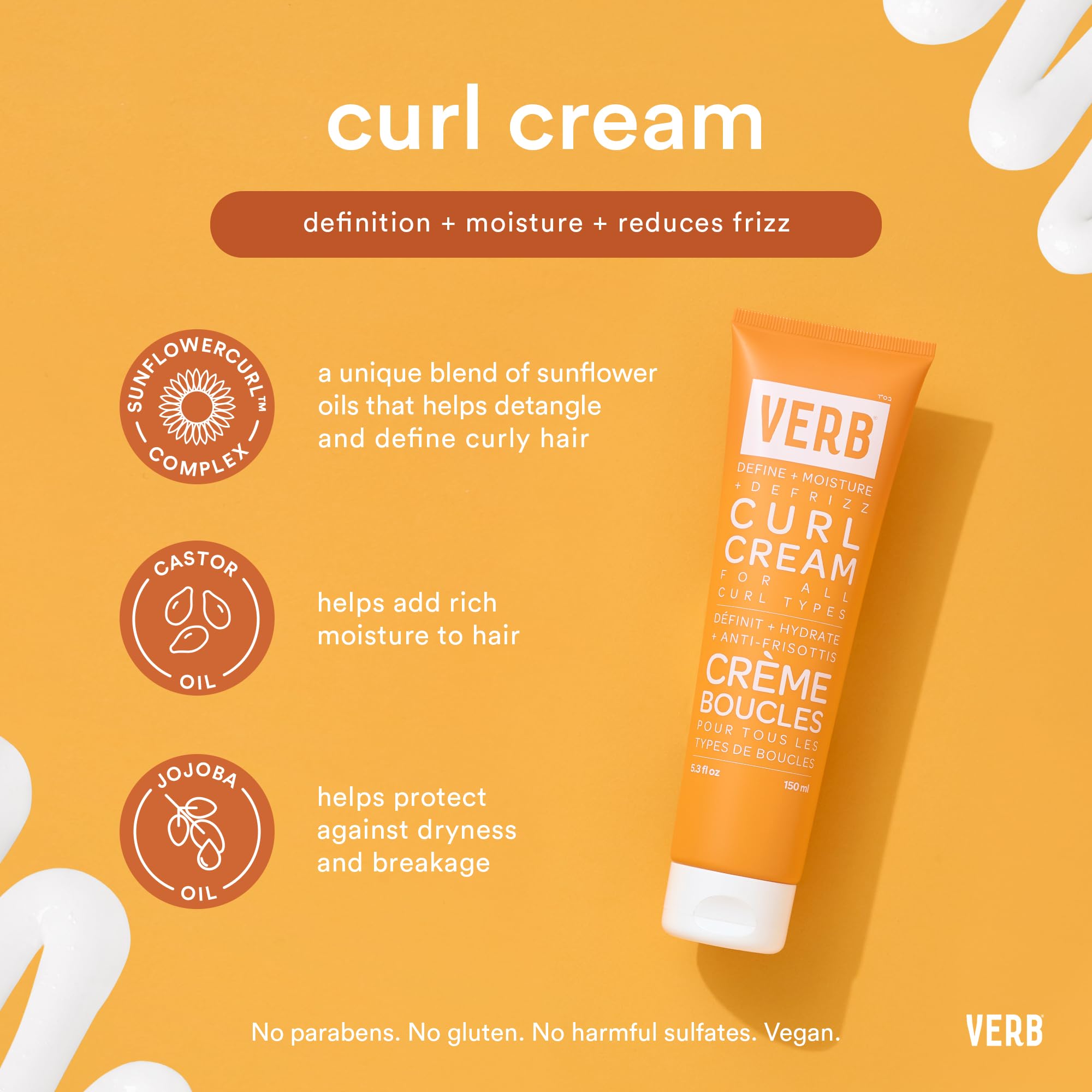 Small amount dispensed from pump to define curls
