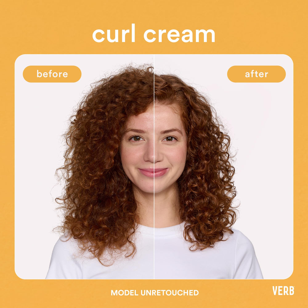 Model curls after using VERB Curl Cream for shine and definition