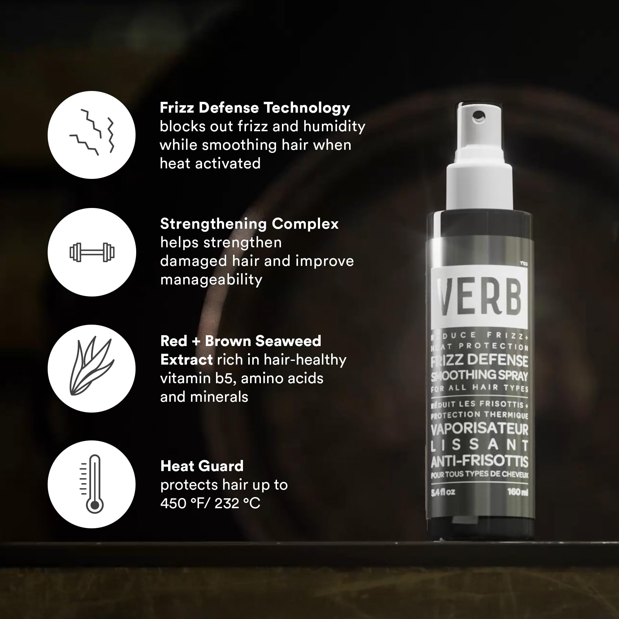 VERB Frizz Defense es apto para todo tipo de cabello, incluso color y keratina.