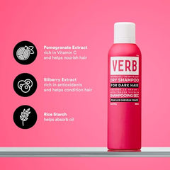 VERB Dry Shampoo Dark Tones powder massaged into scalp for refreshed lift