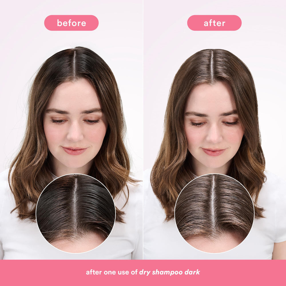 VERB Dry Shampoo Dark Tones bottle with citrus scent near hand