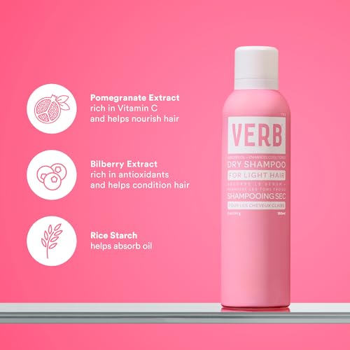 VERB Dry Shampoo Light Tones purple tint blending into blonde hair.