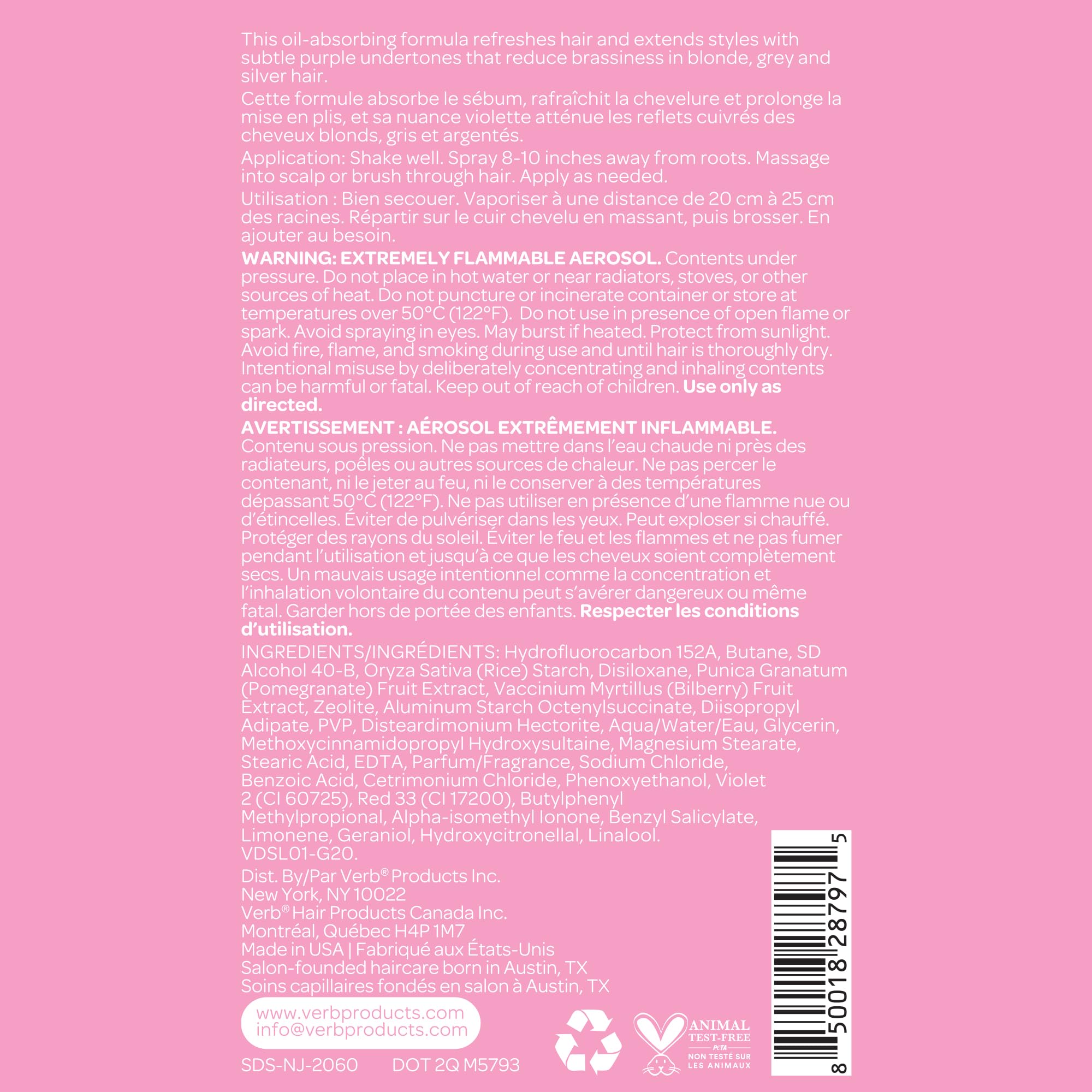 Fragancia cítrica suave al aplicar VERB Dry Shampoo Light.