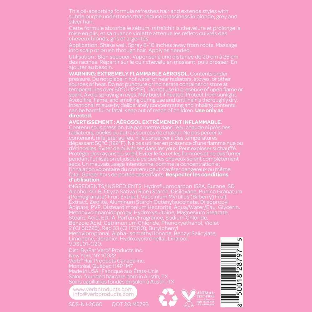 Fragancia cítrica suave al aplicar VERB Dry Shampoo Light.