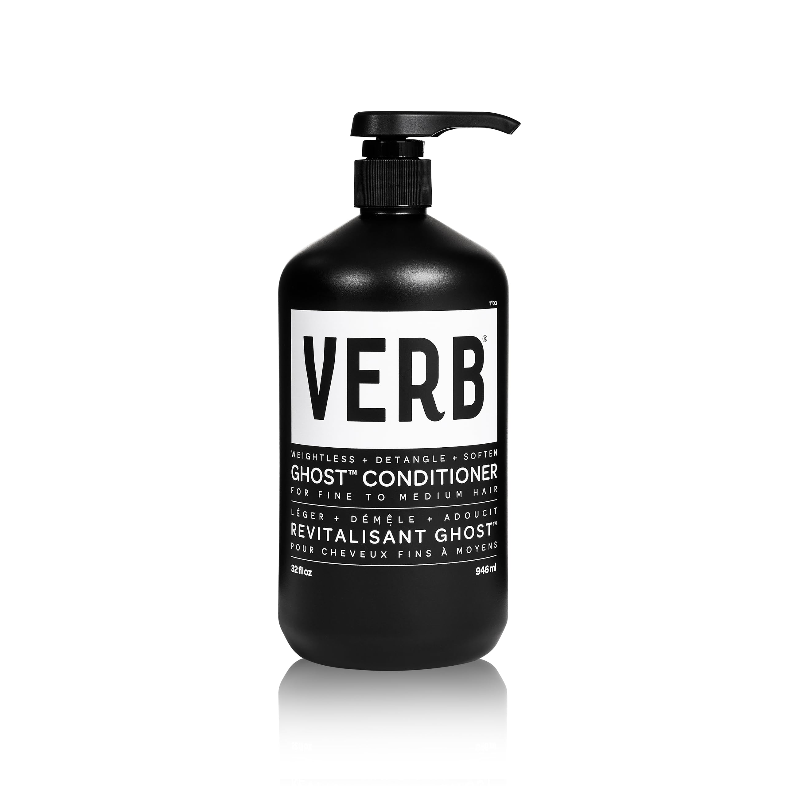 VERB Ghost Conditioner bottle front view showing lightweight frizz control for fine hair