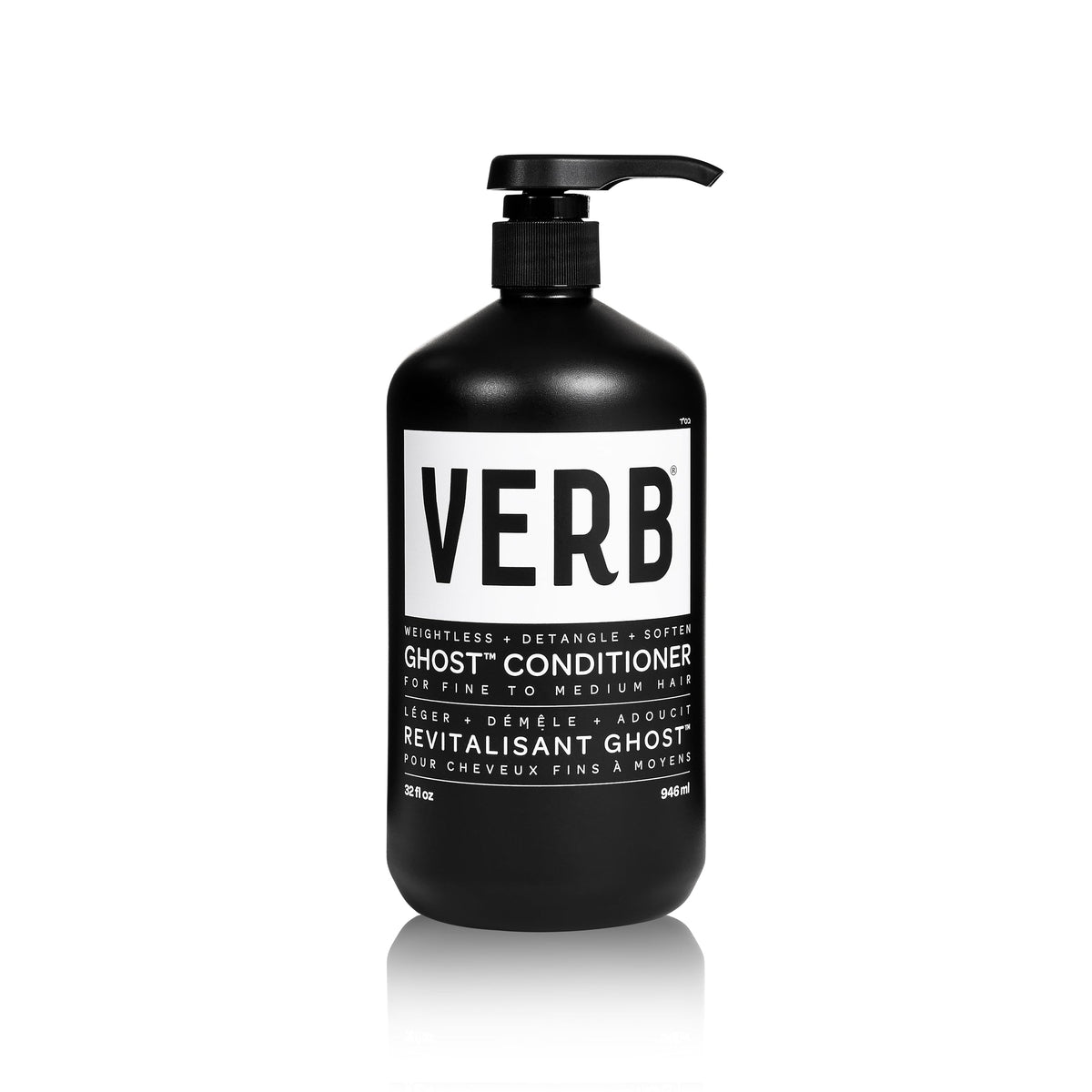 VERB Ghost Conditioner bottle front view showing lightweight frizz control for fine hair