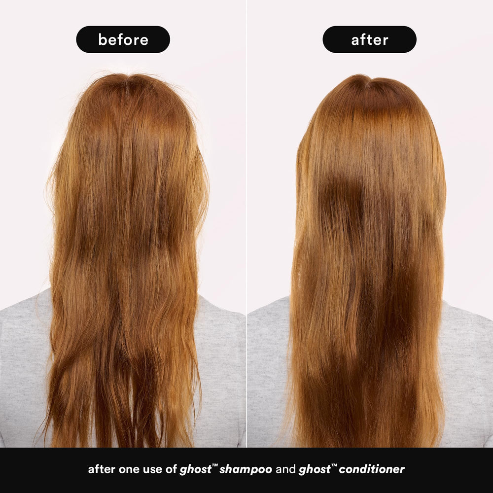 VERB Ghost Conditioner applied to hair, detangling and smoothing action