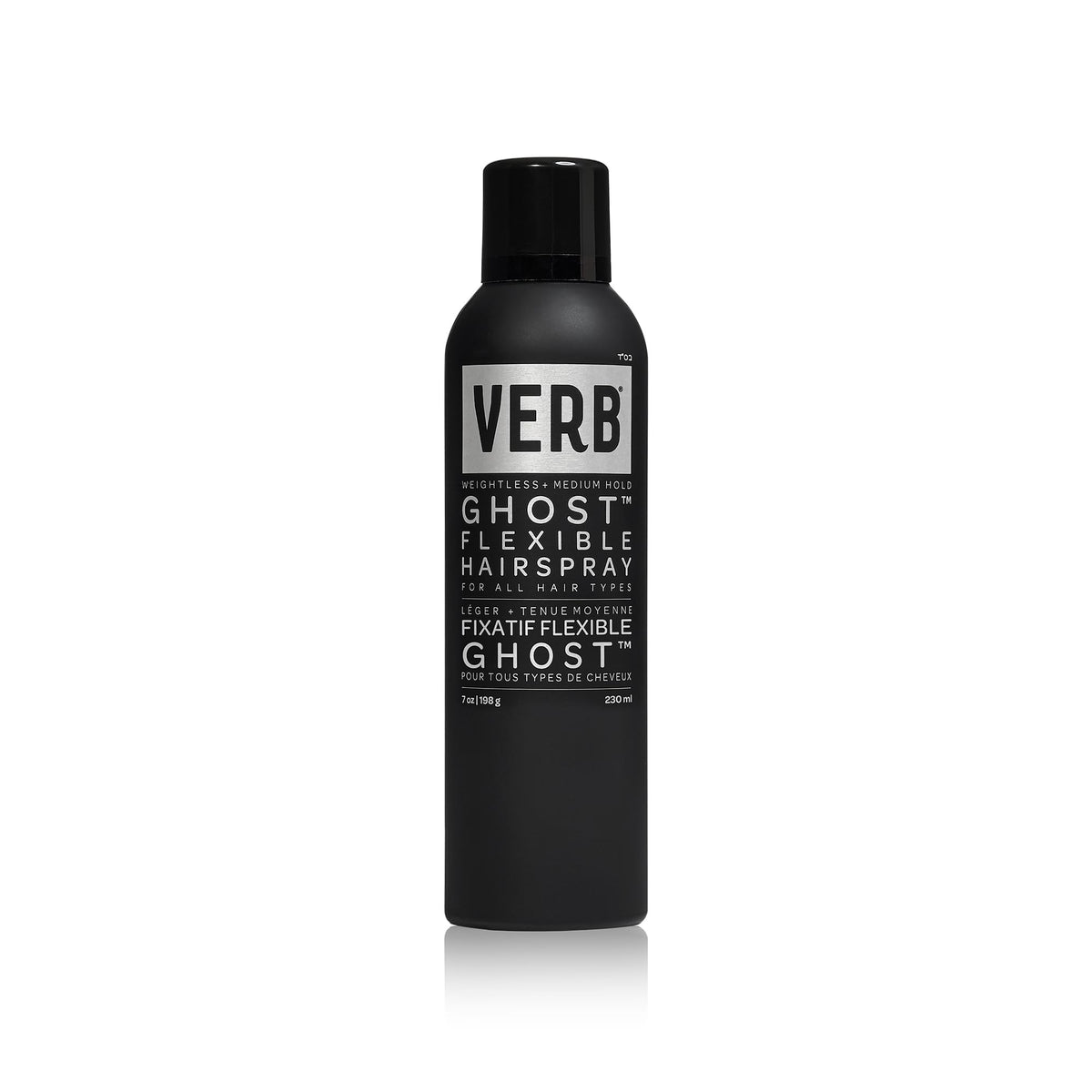 VERB Ghost Flexible Hairspray bottle demonstrates weightless hold for natural styles