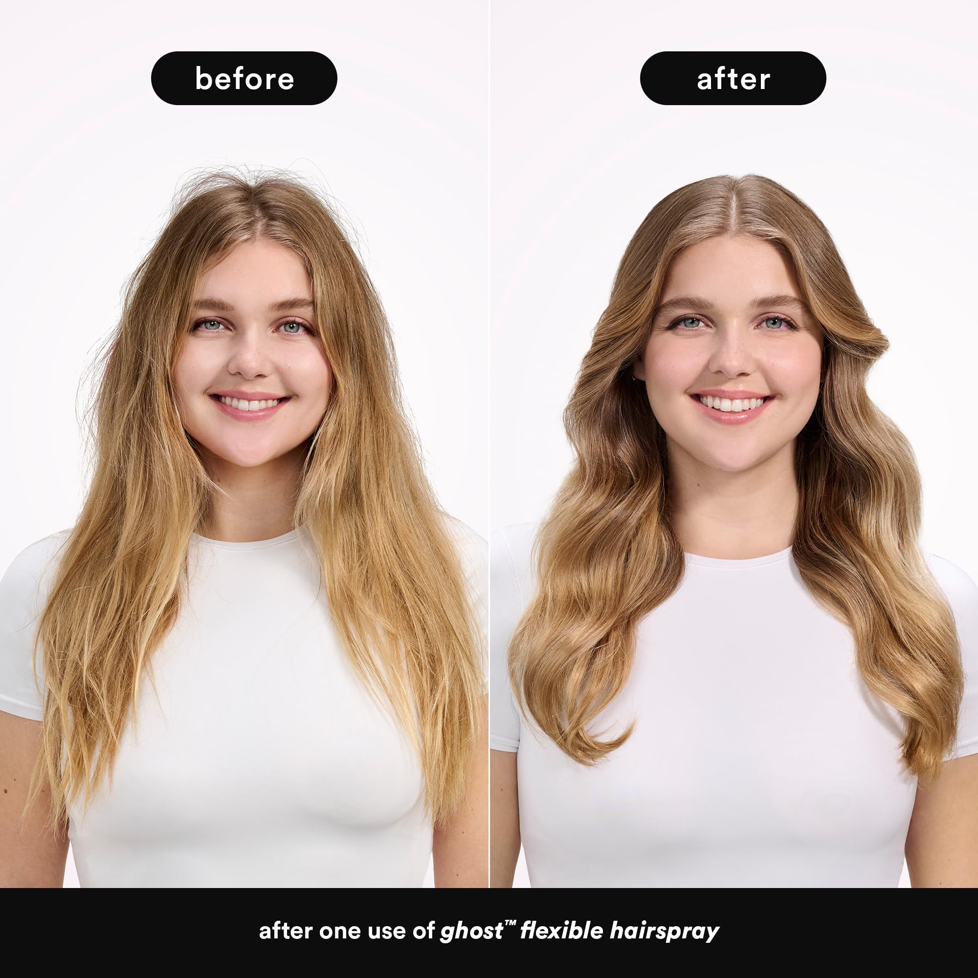 VERB Ghost Hairspray mist covers hair evenly from 8-10 inches