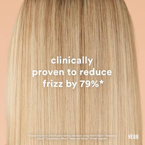VERB Ghost Oil bottle highlighting frizz reduction and shine boost