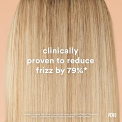 VERB Ghost Oil bottle highlighting frizz reduction and shine boost