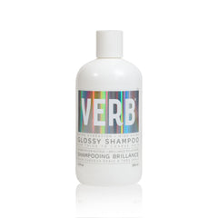VERB Glossy Shampoo, botella frontal, muestra limpieza y brillo.