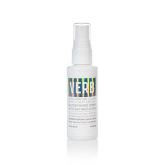 VERB Glossy Shine Spray: botella de 2 onzas para brillo y protección térmica.