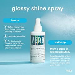 VERB Glossy Shine Spray deja brillo intenso sin engrasar.