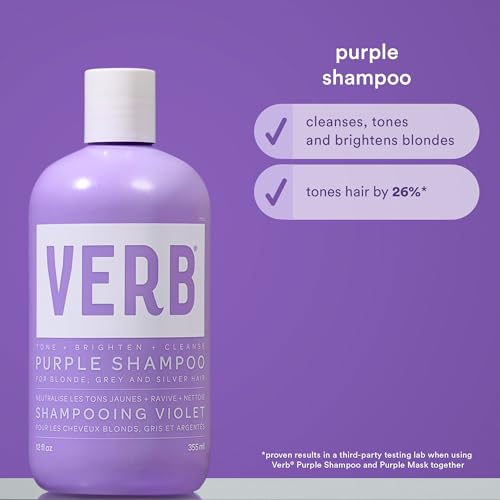 VERB Purple Shampoo lathering on wet hair highlights brightening and toning