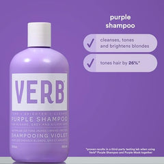 VERB Purple Shampoo lathering on wet hair highlights brightening and toning