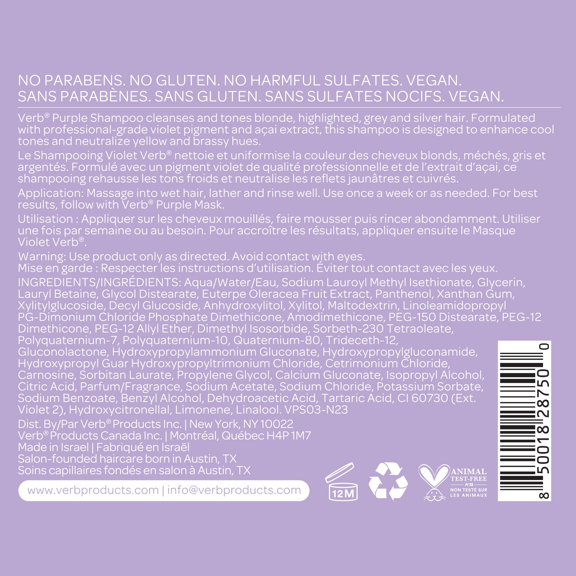 VERB Purple Shampoo packaging with pump allows easy application