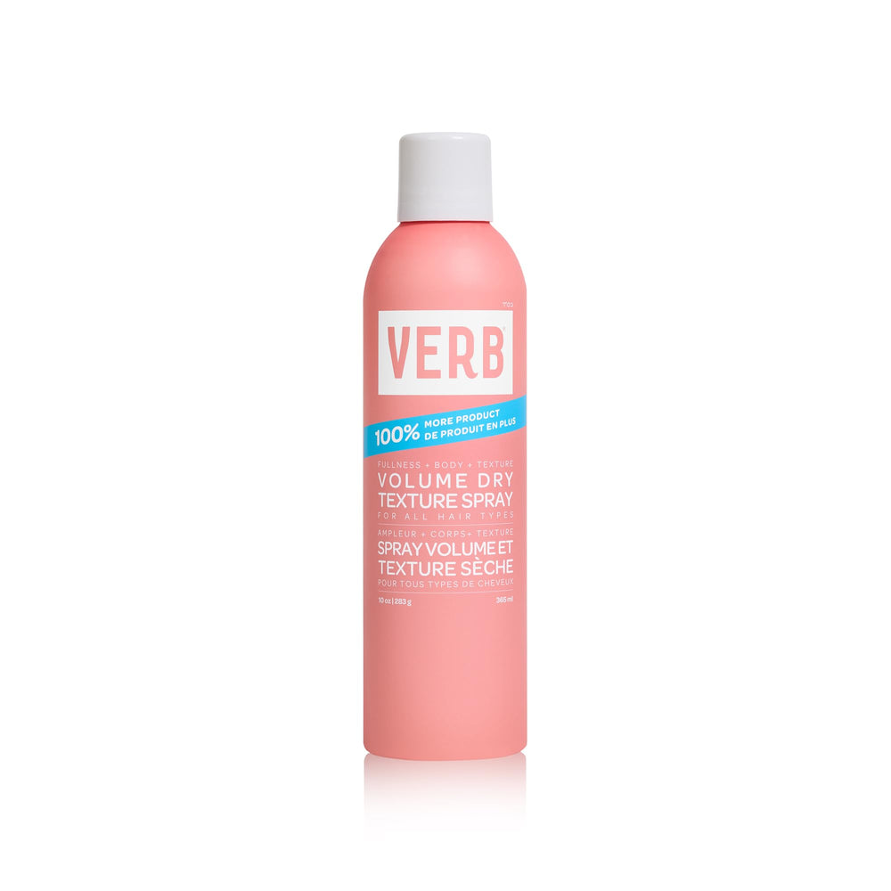VERB Volume Dry Texture Spray bottle on counter showing jumbo size for volume