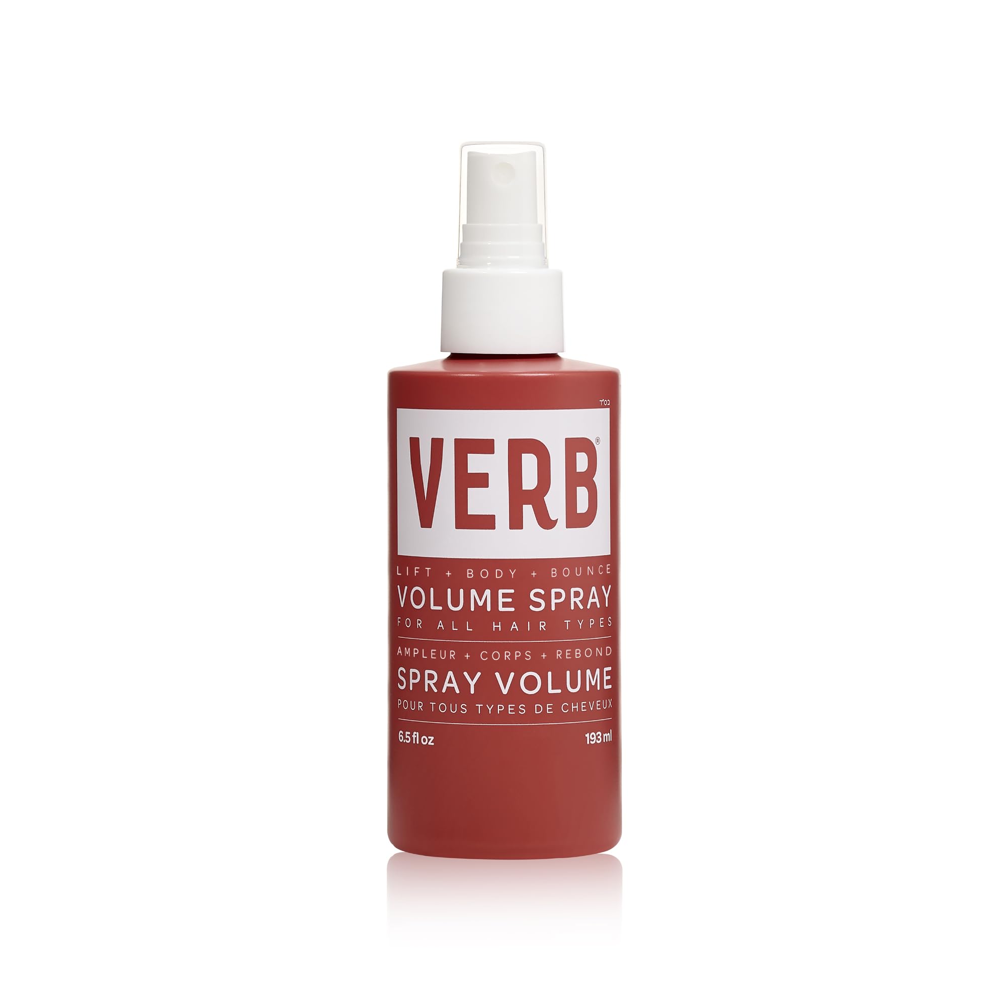 VERB Volume Spray, botella frontal que destaca el volumen adicional en el cabello