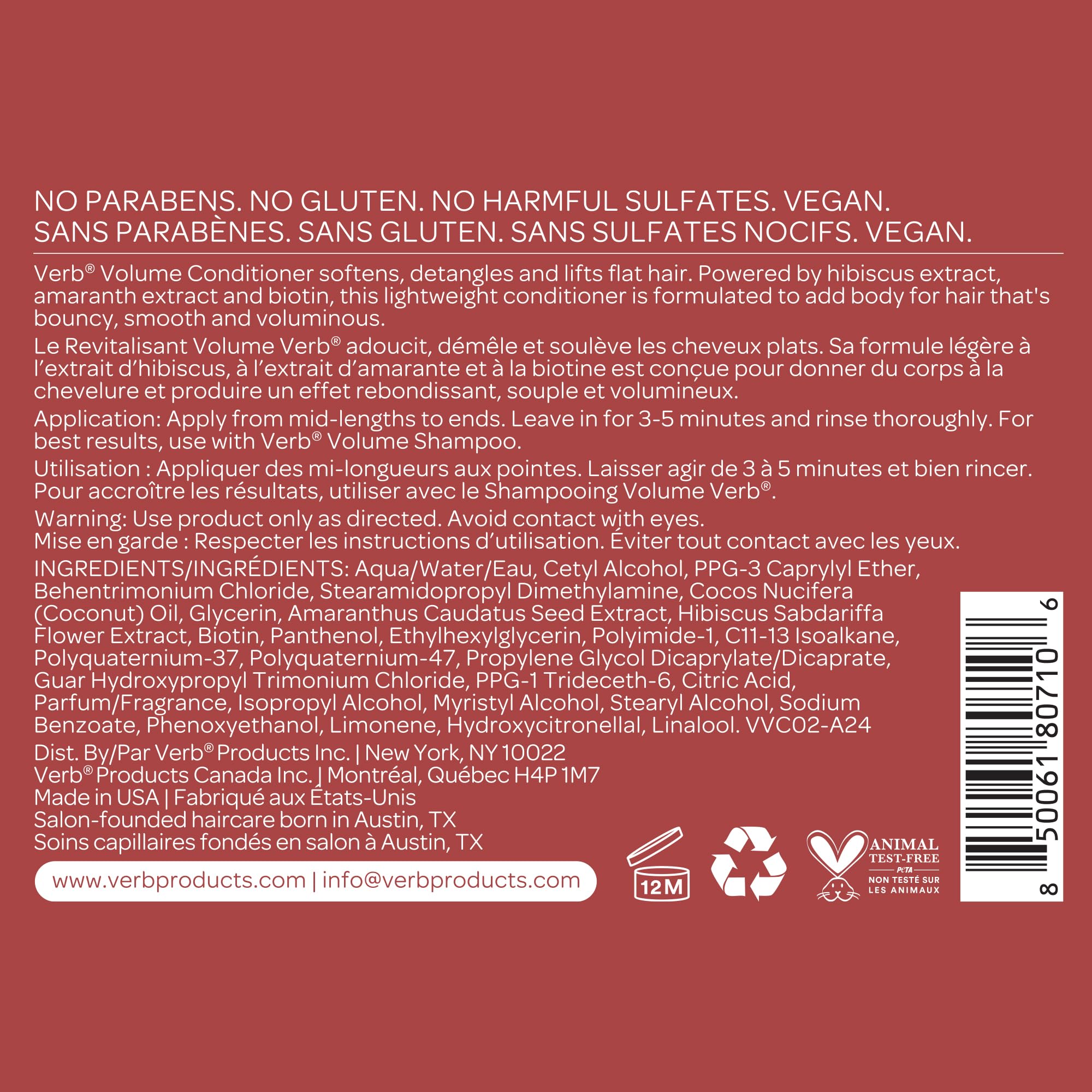 VERB Acondicionador de Volumen, fragancia frutal durante el peinado