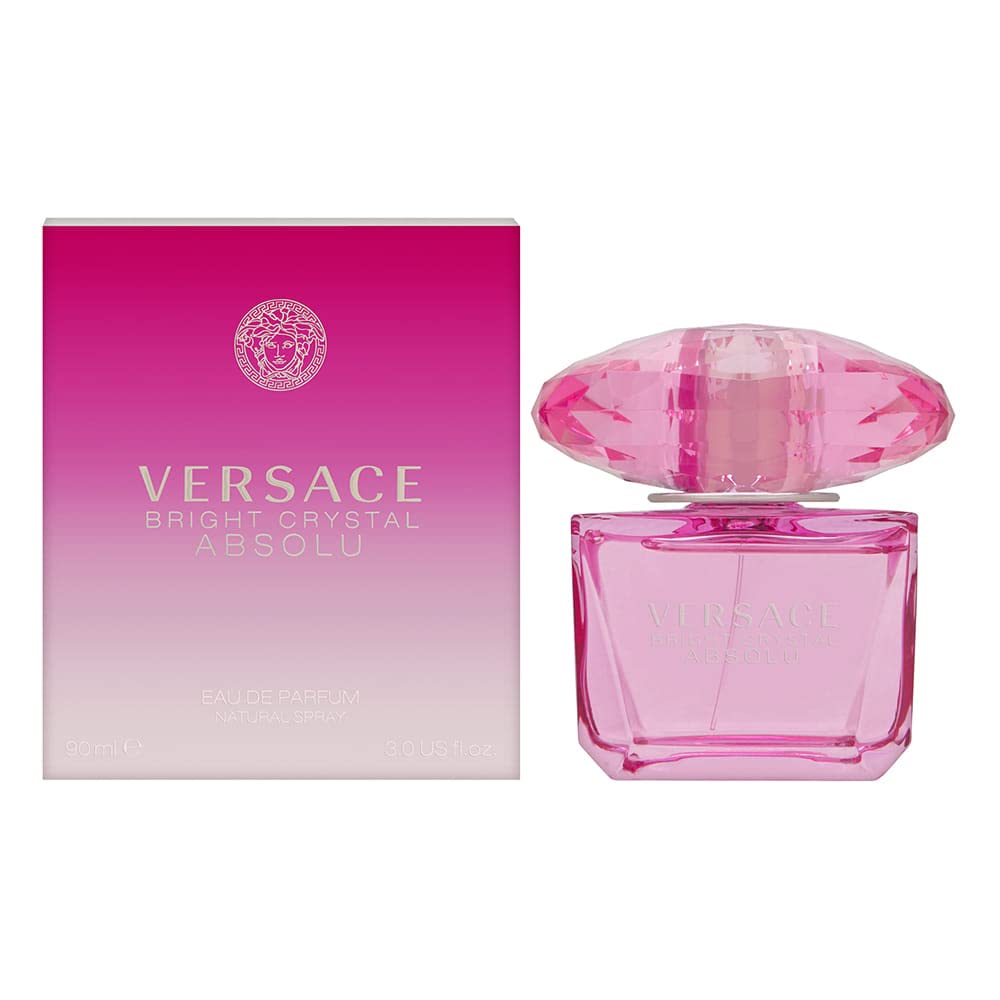 Versace Bright Crystal Absolu bottle, versatile fragrance for day-to-night wear.