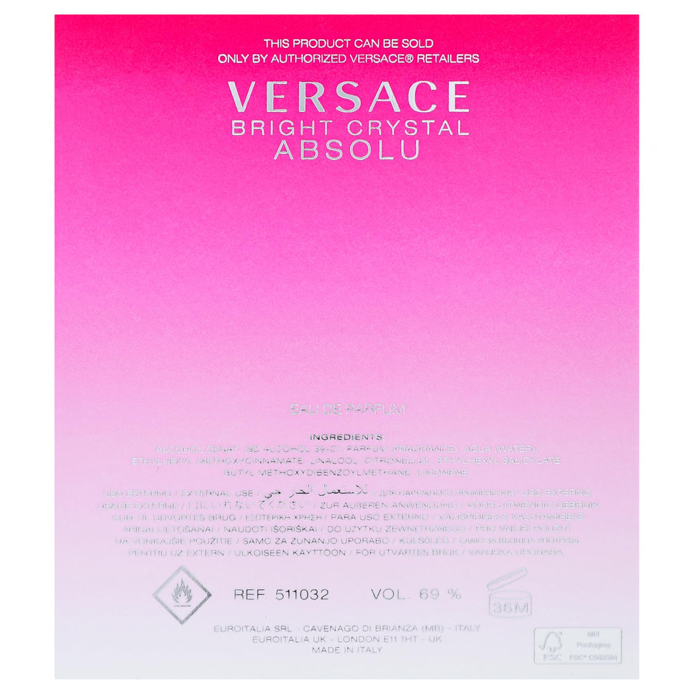 Versace Bright Crystal Absolu cap detail conveys refined luxury