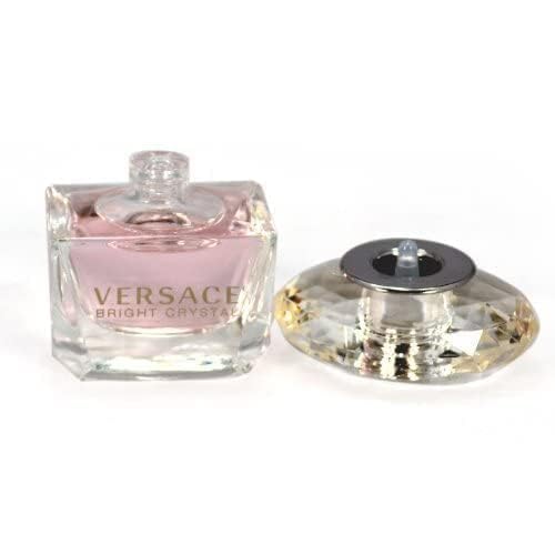 Versace Bright Crystal mini label closeup shows premium branding.