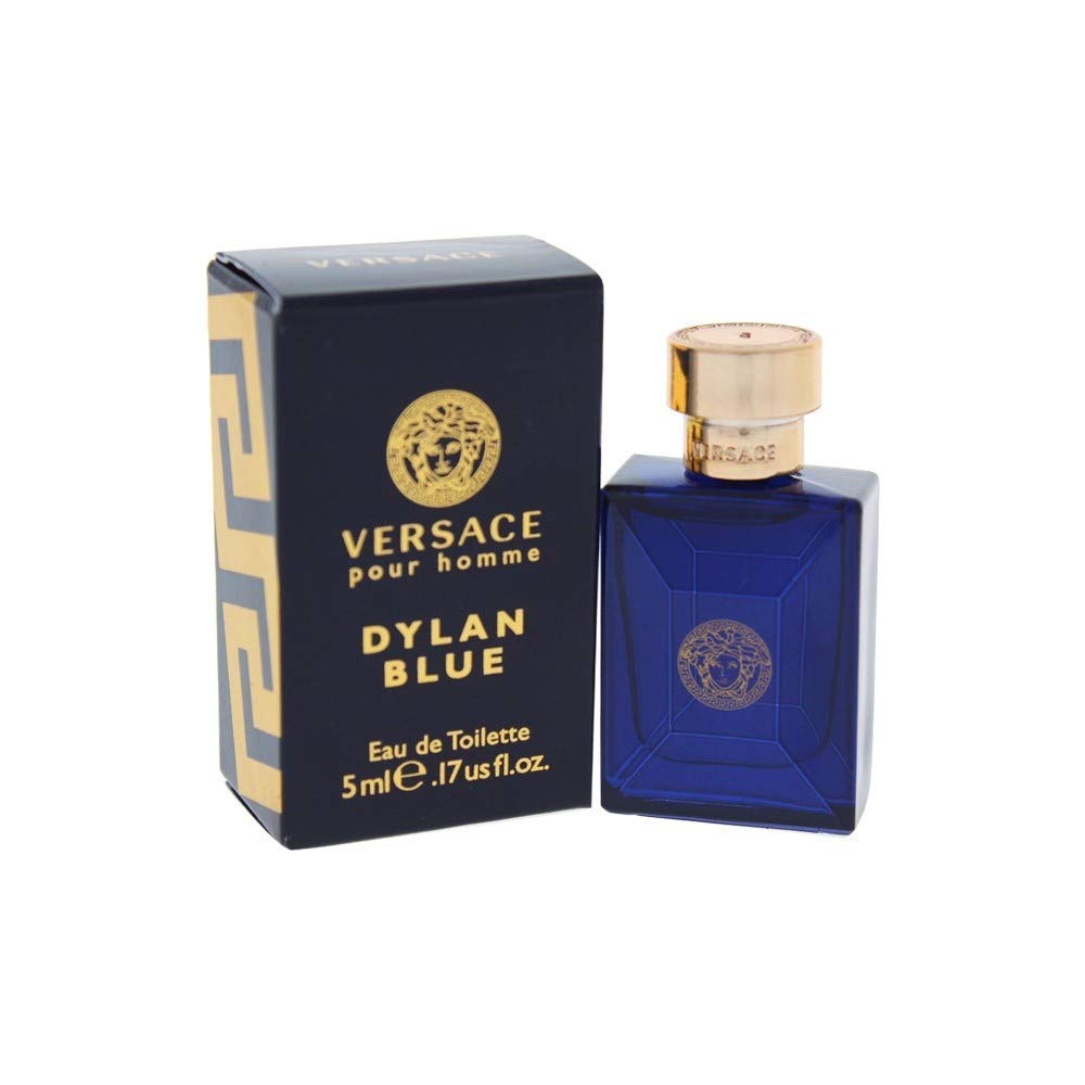 Versace Dylan Blue mini bottle with cedar-wood notes for everyday confidence