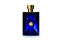 Versace Dylan Blue packaging and bottle highlight luxury fragrance for evening and casual wear.