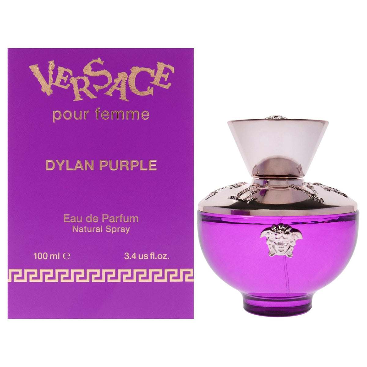 Versace Dylan Purple women bottle showcased, highlighting its bright floral fruity character for everyday elegance.